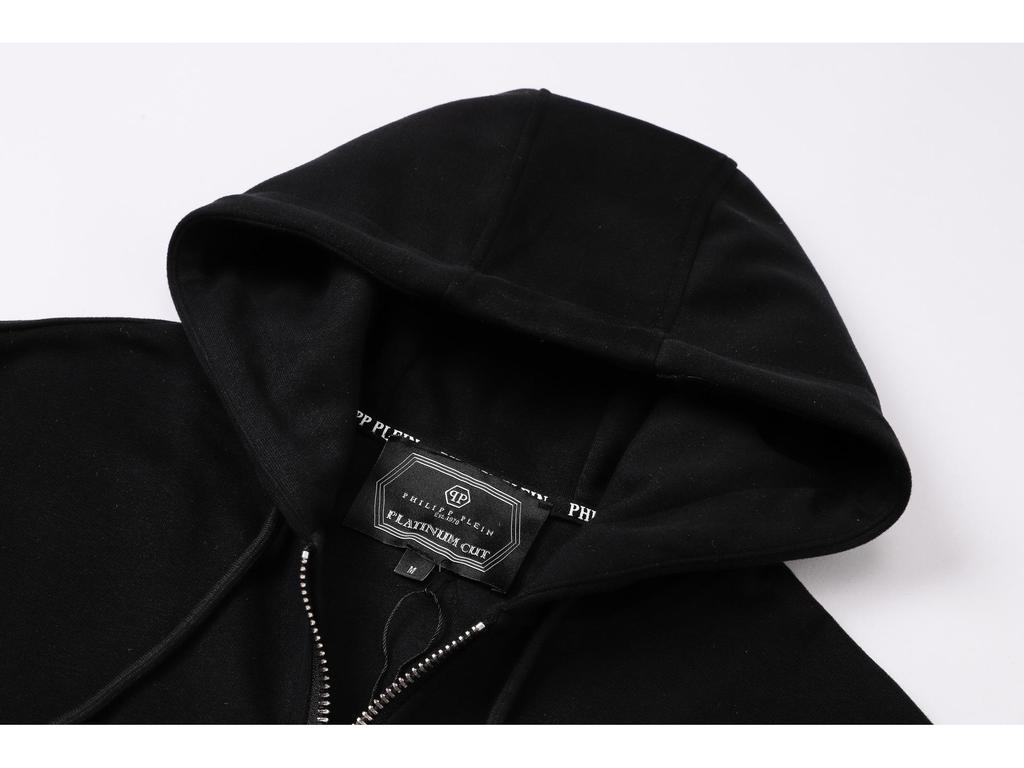 Philipp Plein Men's Rhinestone Skull Hooded Jacket - European & American Street Fashion