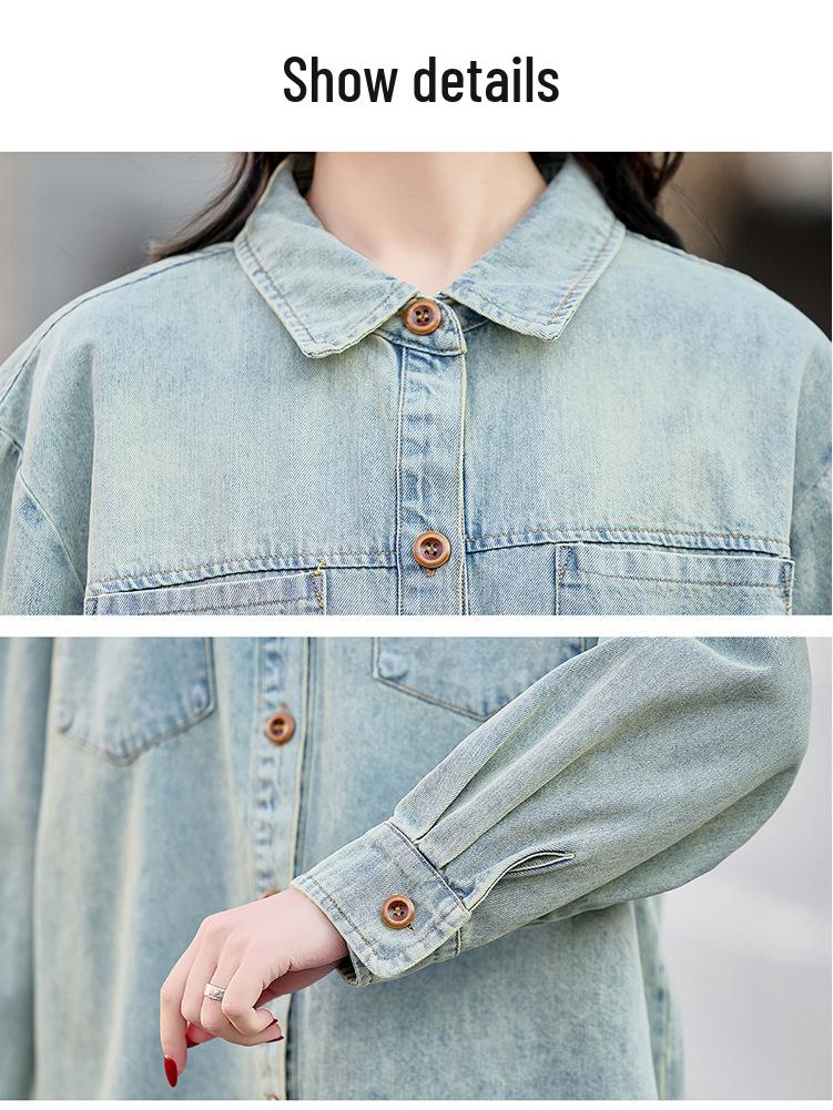 Women's Spring 2025 Loose Fit Denim Jacket - Long Sleeve Casual Korean Style Y2509