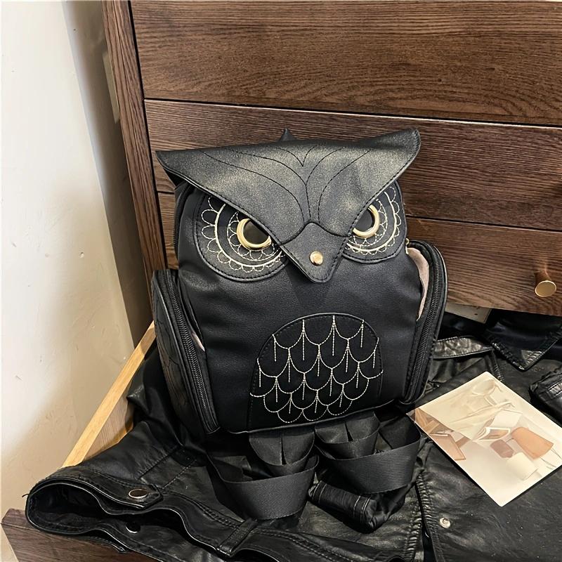 Owl Double Shoulder Bag for Women, PU Personalized Small Backpack, Travel Bag, Student Backpack.