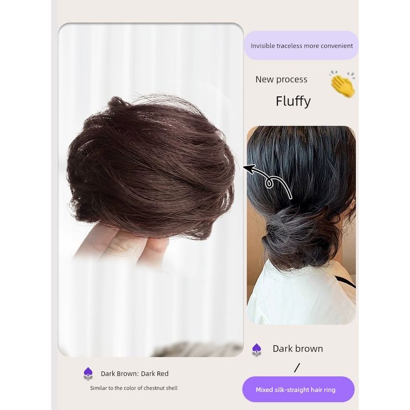 

Real Hair Band Handy Gadget Dedicated Bun [Fluffy hair straight hair ring] dark brown