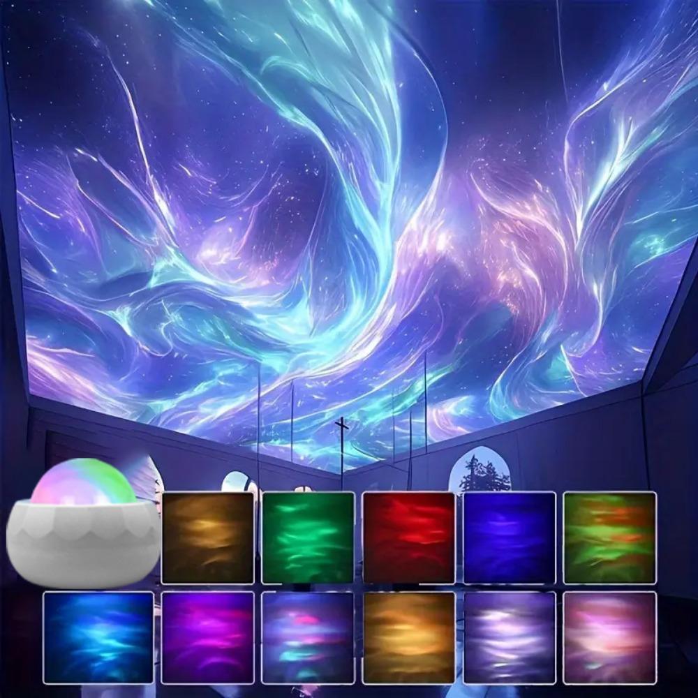 Creative Multicolor Ambient Lighting Water Ripple Colorful Aurora Night Light Wall Mounted USB Charging Atmosphere Light Bedroom