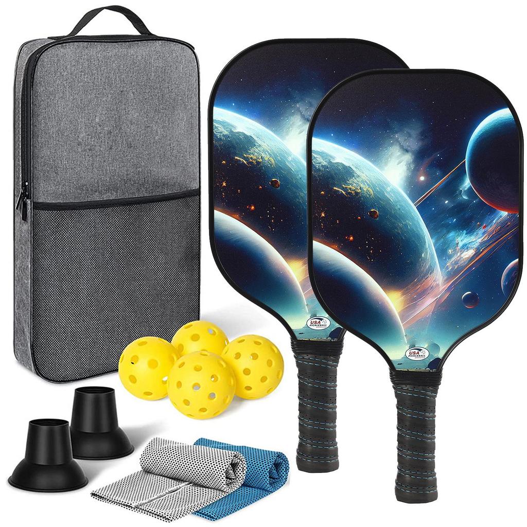 Rachetă și minge Pickleball din fibră de carbon, set cadou pentru prosoape de gheață pentru sporturi în aer liber