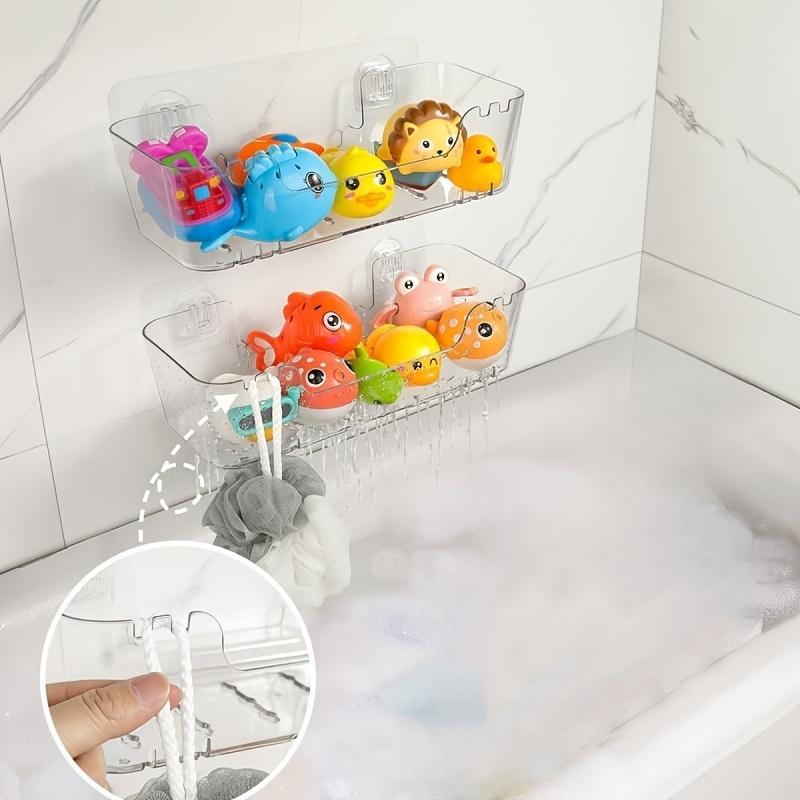 1 Adet Şeffaf Banyo Oyuncakları Saklama Düzenleyici Delikli - Dayanıklı Plastik Banyo Küveti Tutucu, Hızlı Kuruyan ve Kolay Temizlenen Duş Rafı