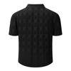 Men’s Short Sleeve Polo Shirt Classic Fit Knit Pattern Soft Fabric Button Placket Collar Top for Everyday Wear
