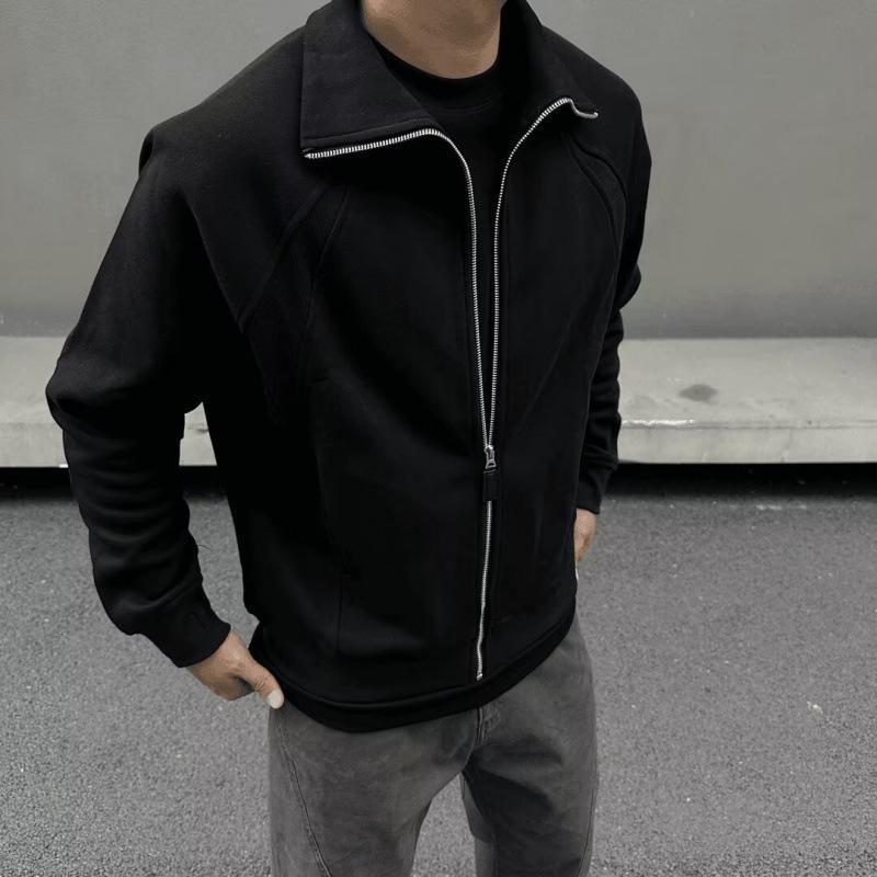 Unisex High-End Zipper Cardigan Jacket for Spring/Autumn – Loose Fit, Versatile Top Outerwear Double Extra Large чёрный