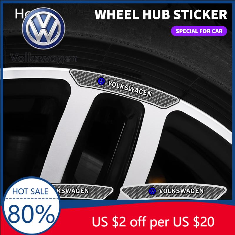 For VW Volkswagen Jetta MK5 Golf 4PCS Carbon Fibre Car Badge Emblem Wheels Rims Stickers Decal For Volkswagen VW Touran Beetle G