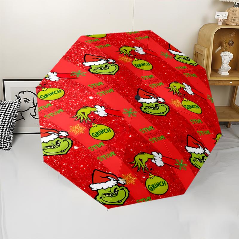 Weihnachten Jack & Der Grinch Druck Automatischer Regenschirm, 8 Rippen Eisenrahmen, Kunststoffgriff, Geeignet für Reisen im Freien & Täglich, Ideales Geschenk