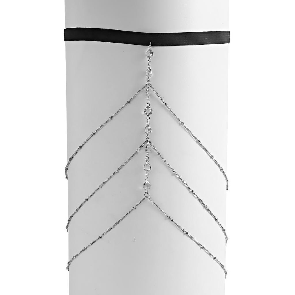 Women's Thigh Chain Trendy Multi-layer Beads Crystal Leg Chain Summer Stretch Body Jewelry For Beach Bikini