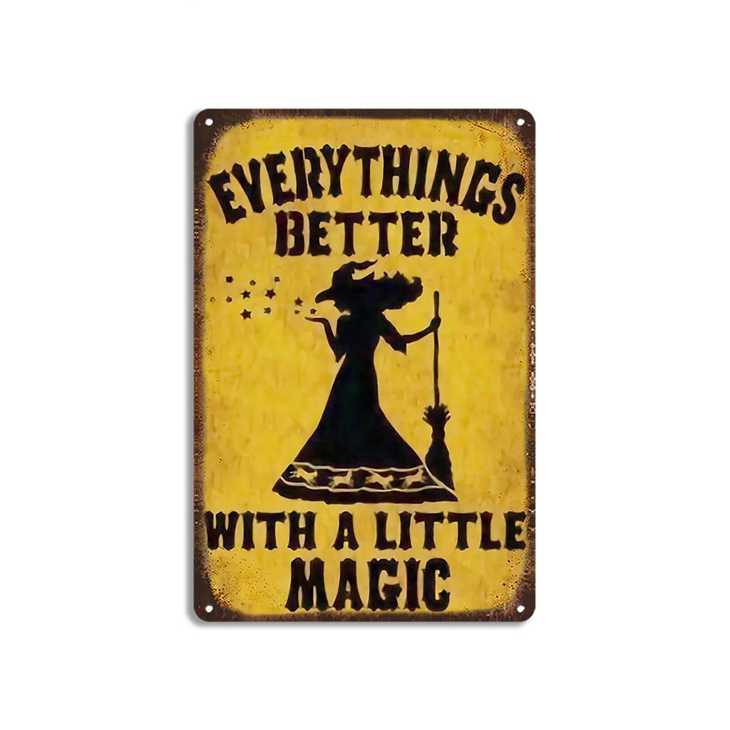 The House Witch Rules Halloween Halloween Decoration Metal Tin Sign Vintage Plaque Decor Wall Art Wall Room Home Restaurant