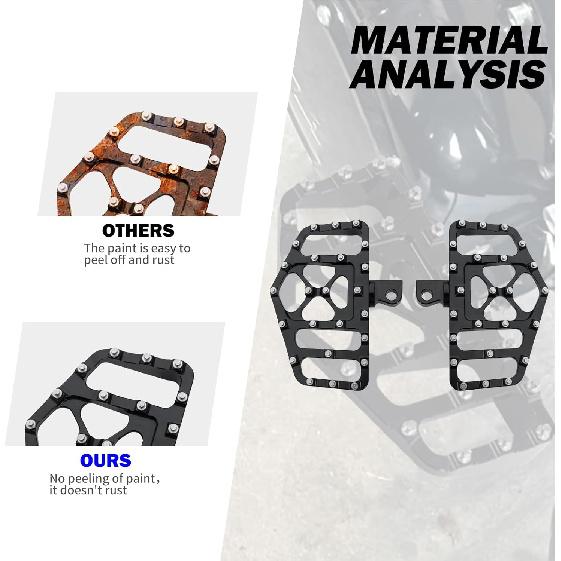 HDBUBALUS CNC Wide Footpegs Floorboards Offroad Foot Pegs Fit for Harley Dyna Fatboy Street Bob Wide Glide Sportster Bobber Chopper Black 1 Pair