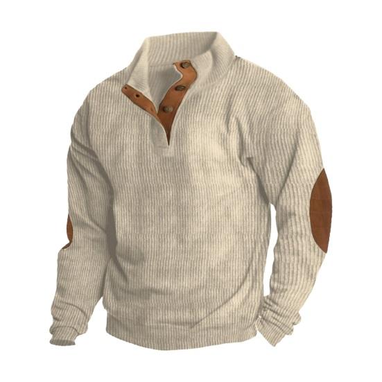 

Мужская толстовка с воротником-стойкой и пуговицами, с длинным рукавом, повседневная, свободная, ретро-цвета, для повседневного спорта на открытом воздухе, для путешествий, контрастные цвета, топ M