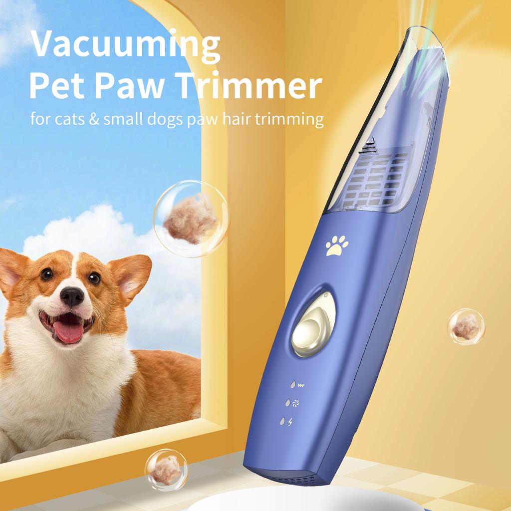 Professional Low Noise Vacuuming Pet Paw Trimmer Dogs Cats USB Rechargeable Safe Ceramic Blade ABS No Mess Hair Clipper