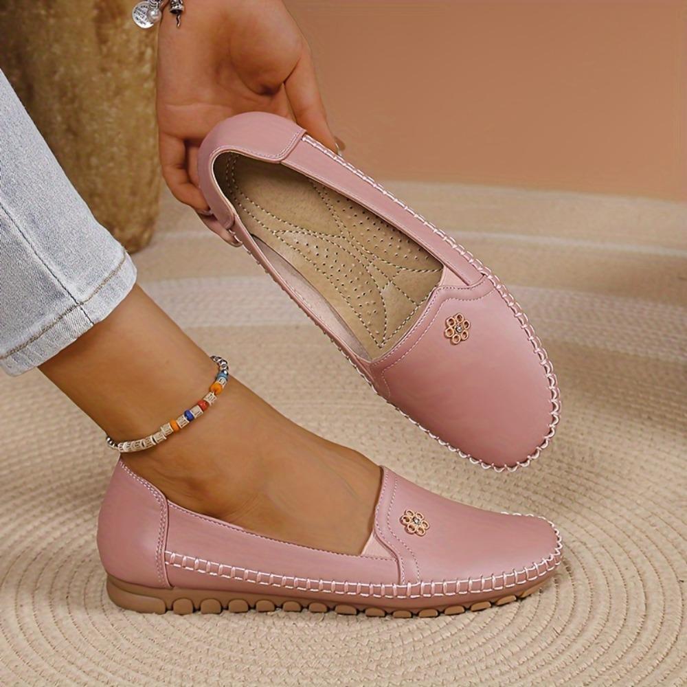 Ladies' Casual Shoes, Anti Slip Soft Soled Shallow Mouth Loafers, Spring and Summer Styles, Lightweight and Comfortable Flat Shoes for One Foot