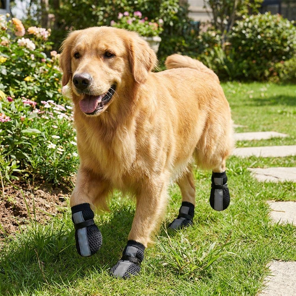 4PCS/SET Breathable Pet Booties Non-slip Pet Paw Protector Mesh Dog Shoes Outdoor Use