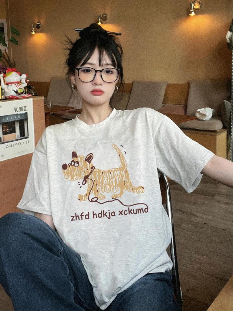 Plus Size Women's Retro Cotton Short Sleeve T-Shirt - 2025 Summer Loose Fit