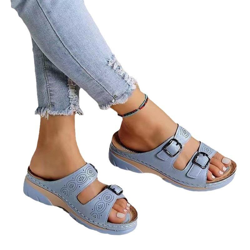 Women's Wide Width Roman Sandals, Fashion Wedge Heel Slippers, Wholesale Summer Slides In Stock