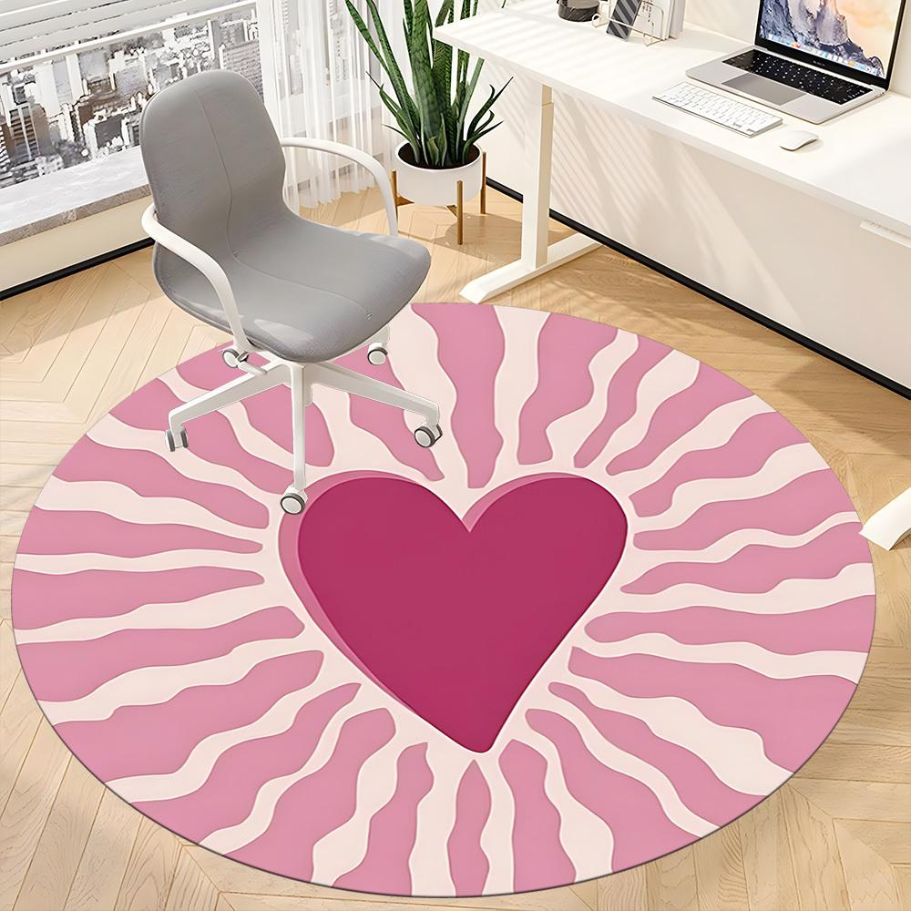 1pc Zebra Heart Office Round Area Rug, Mat Suitable For Office, Under Office Chairs Bedroom Living Room Home Decor, Room Deco