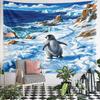 Cute Emperor Penguin Chick On Antarctic Snow Coast Ocean Wave Watercolor Nature Wall Tapestry Decor for Kids Bedroom Gift