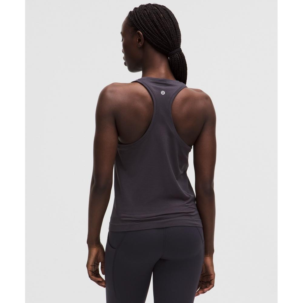 Lululemon Swiftly Tech Racerback Tank Top 2.0  Waist Length Spandex Stripe Atmospheric Purple Coal