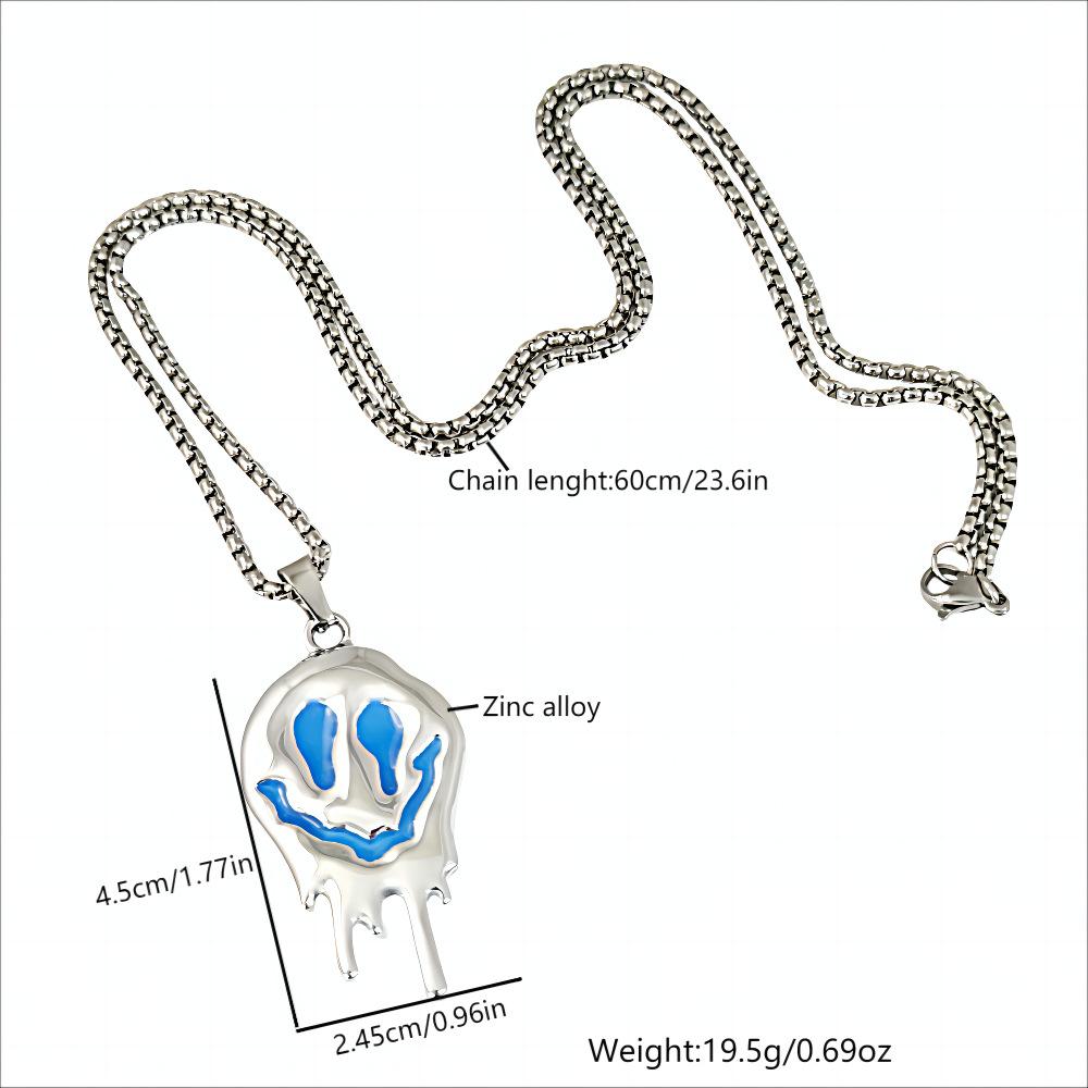 Hip Hop Trend Vielseitige Zinklegierung Leuchtende Halskette Halloween Geist Lustiger Leuchtender Grimasse Anhänger