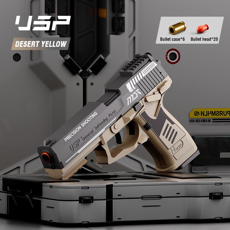 Non-Toxic Shell Ejecting Toy Gun Airsoft Pistol Soft Bullet Usp Weapon Children Armas Continuous Shoot Outdoor Game Toys For Children Kid Gift