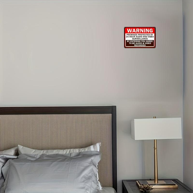 24-Hour Surveillance Alert Sign - 12x8 In Metal Tin Wall Art with Audio & Video Recording Warning, Privacy Notice Deterrent Sign