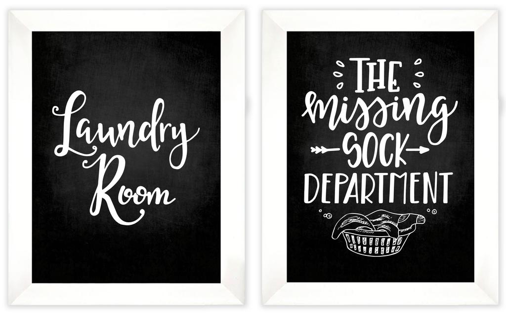Inkdotpot 2 Piece Laundry Signs for Laundry Room Decor Wash Dry Fold Repeat Poster With Frame, Laundry Room Wall Art Signs Framed