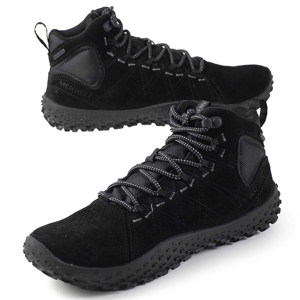 Merrell WRAPT MID WATERPROOF Hiking Size 2E Men's Shoes, Black/Black, 25.5 cm,