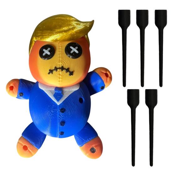 Voodoo Doll Gag Gift 3D Printed Voodoo Doll Figurine with Pins Desk Ornament Stress Relief Toy Prank Gift for Men Women