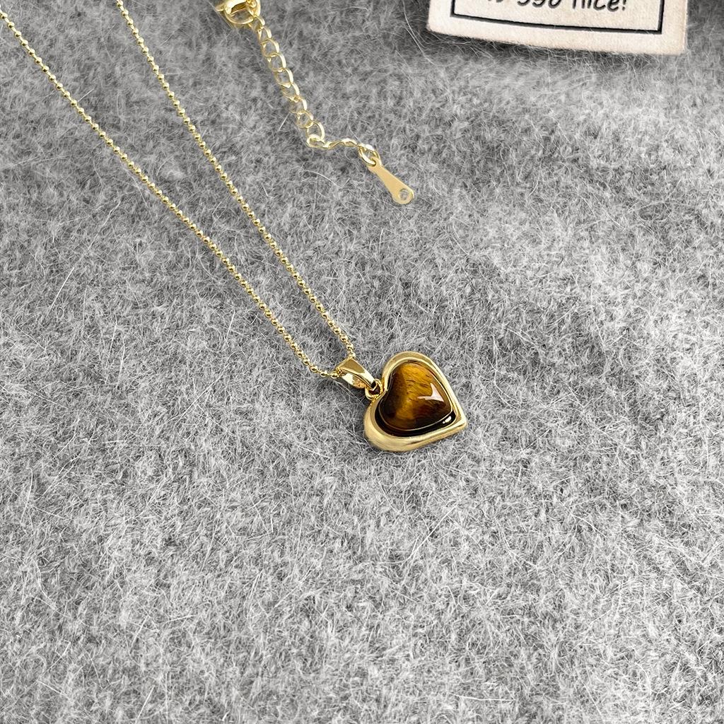 Vintage Boho Tiger's Eye Necklace, Indie Design Stackable Lariat, Natural Grain Adjustable Jewelry for Women, Unique Everyday Statement