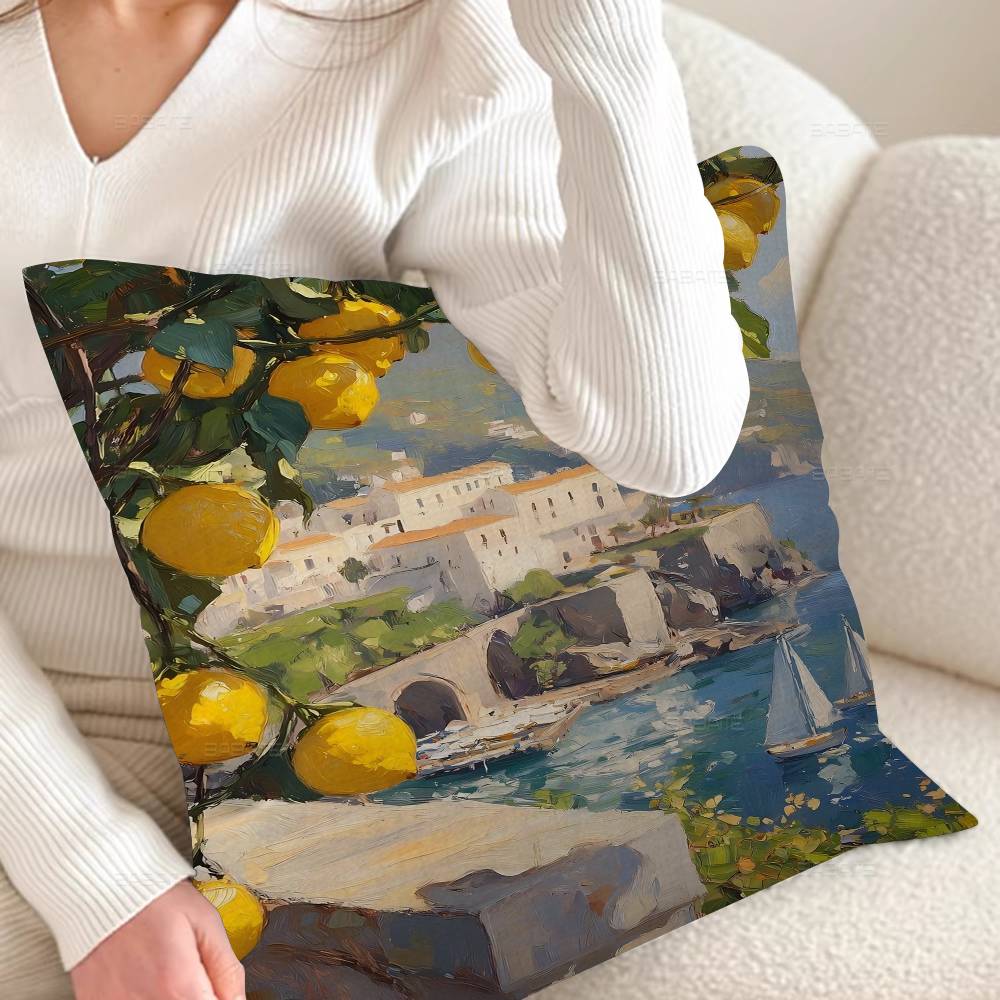 Capri Lemons Wall Art La Dolce Vita Personalized Pillow Cover Kids Bedroom Wild Party Decor Pillowcase Kid Birthday Shower Gift