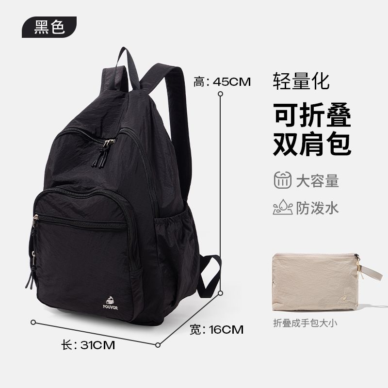

Fouvor Backpack Women Travel Lightweight Work Waterproof Commuter Sports Bag Hiking Backpack Folding Schoolbag Nylon Section B [black]]