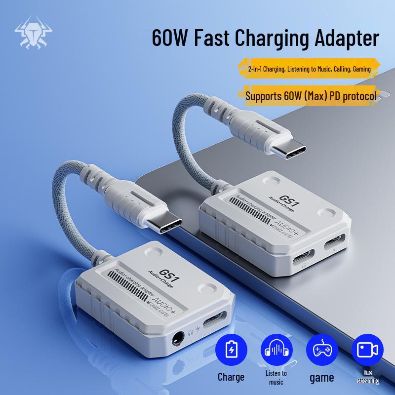 

Puji GS1 2-in-1 Type-C to 3.5mm Adapter for Apple Devices 3.5mm + Type-C Cyber Grey