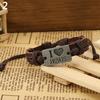Vintage Unisex Faux Leather Bracelet Alloy I Love Jesus Letters Decor Rope Bangle