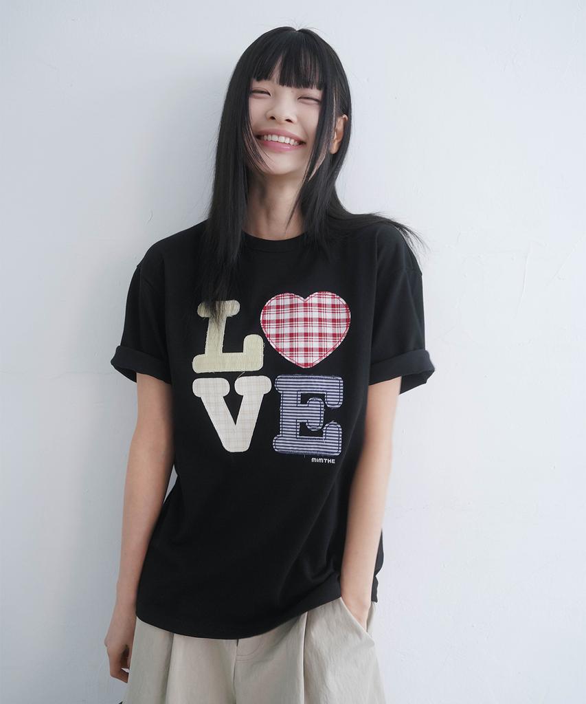 Mimdeowodeulobeu Hello World Patchwork Love T-Shirt_Black