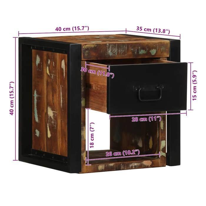 VidaXL Tables de chevet 2 pcs multicolore 40x35x40cm bois récupération, armoire de lit, meuble de chambre à coucher, table 4015952