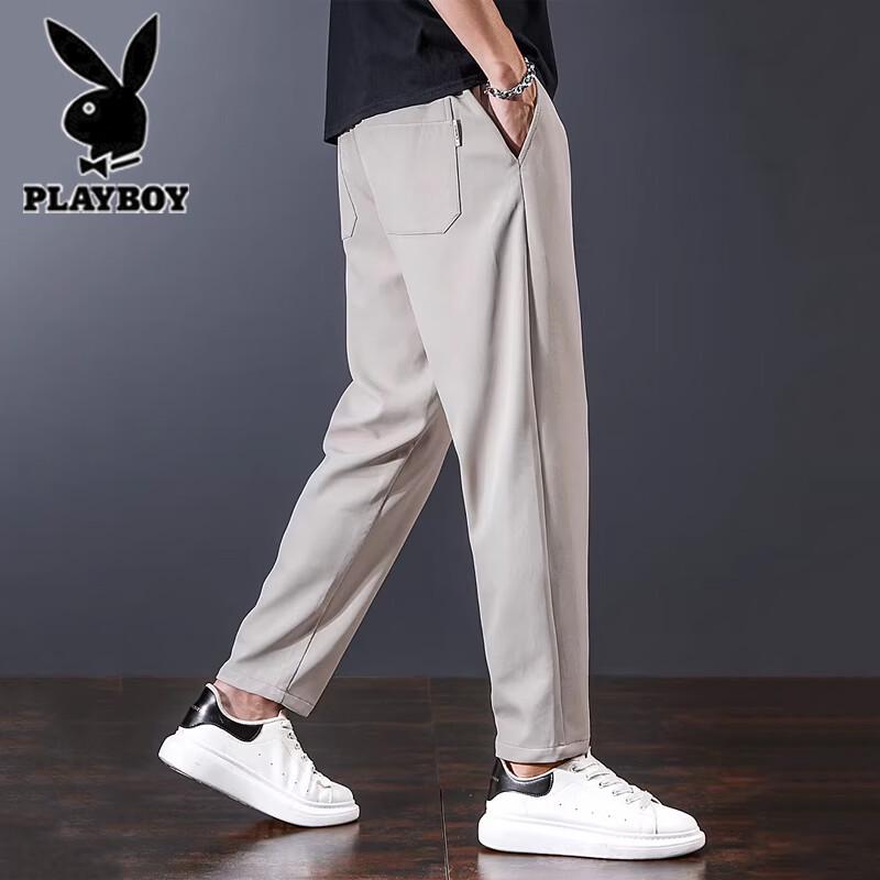Playboy Men's Ice Silk Summer Loose Straight Casual Pants