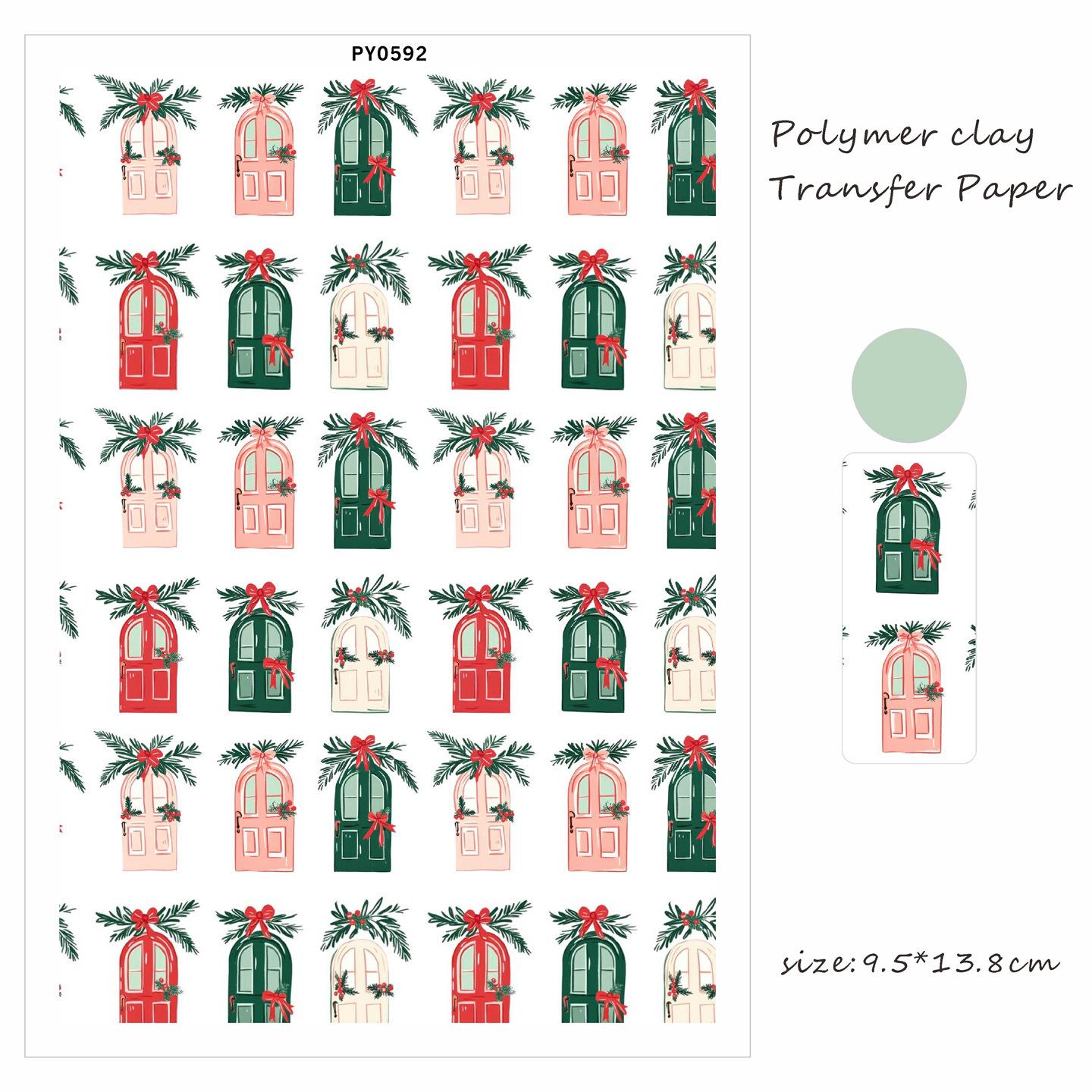 

2 шт. Бумага для деколирования на полимерной глине, рождественская тематика, для DIY поделок, сережек, кулонов, персонализированного украшения