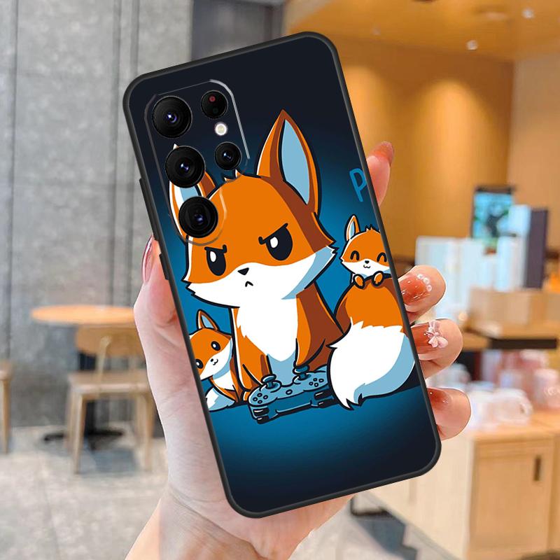 Anime Funny Fox Case For Samsung Galaxy S23 S21 S22 Ultra S8 S9 S10 Note10 Plus Note 20 Ultra S20 FE Cover