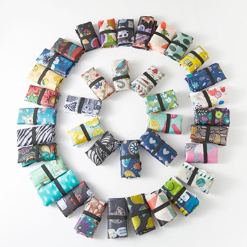 1Pc Shopping Bags Recyclable Polyester Washable Large Capacity Foldable Eco-friendly Grocery Tote Pouch Groceries