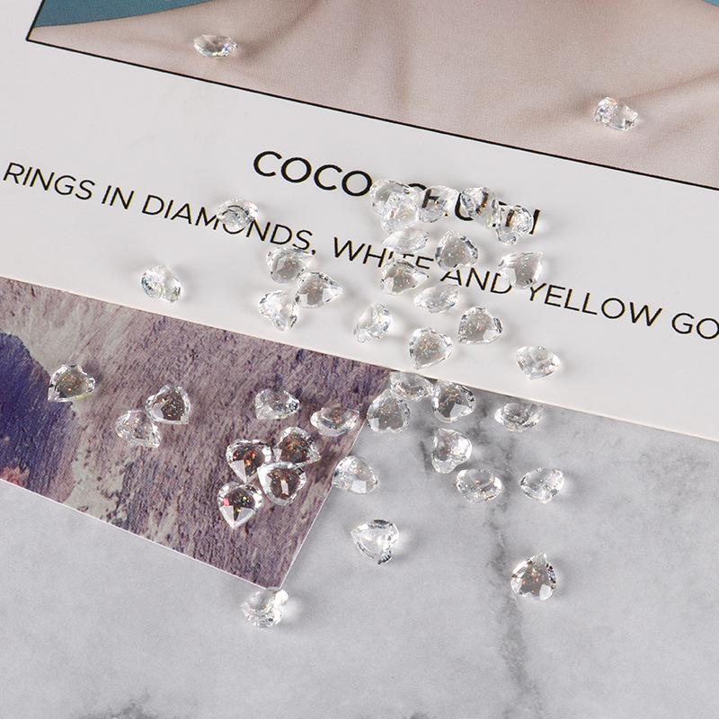 Heart-Shaped Pink Iridescent Nail Art Rhinestones Heart Pointed Bottom 5.5*5mm