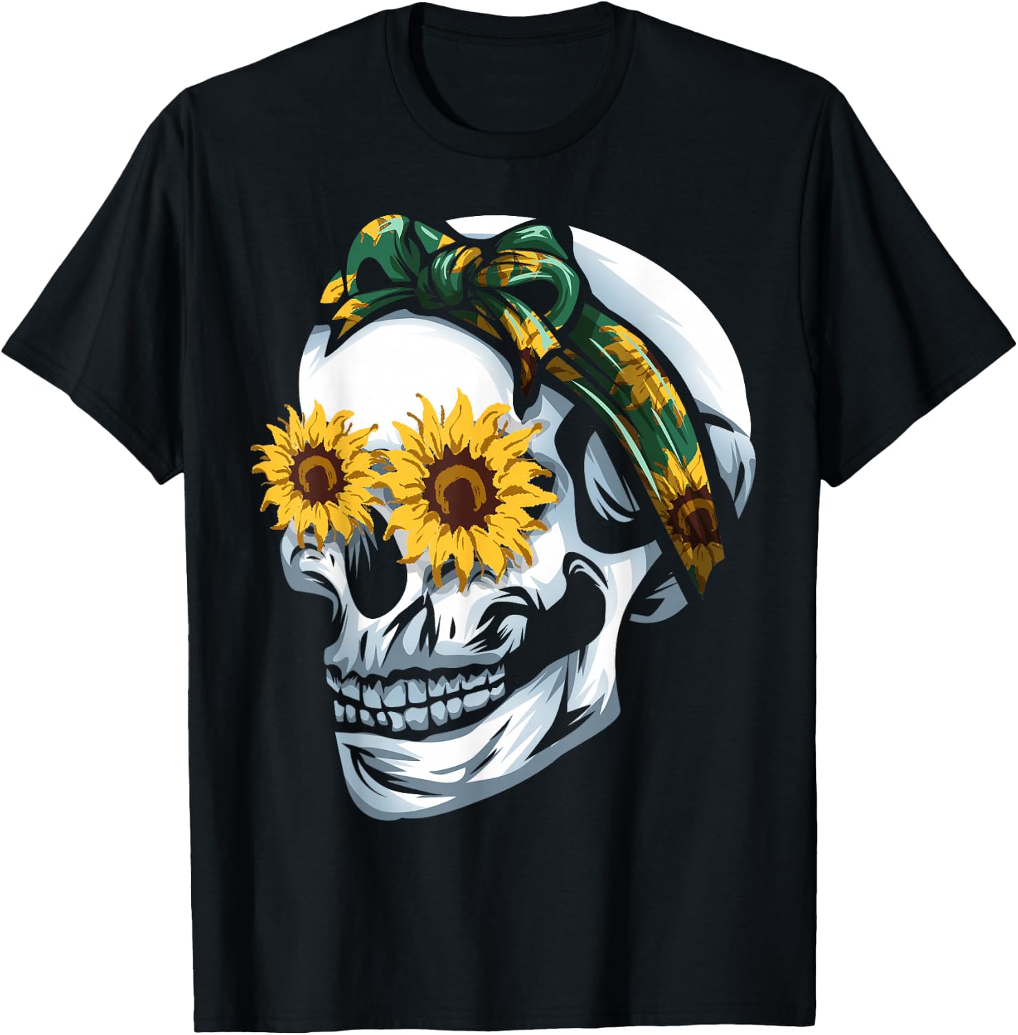 Funny Sugar Skull Sunflower Gift Skeleton Lover Men Women T-Shirt XL