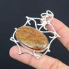 Natural Seam Agate Gemstone Indian Jewelry 925 Sterling Silver Pendant For Girls