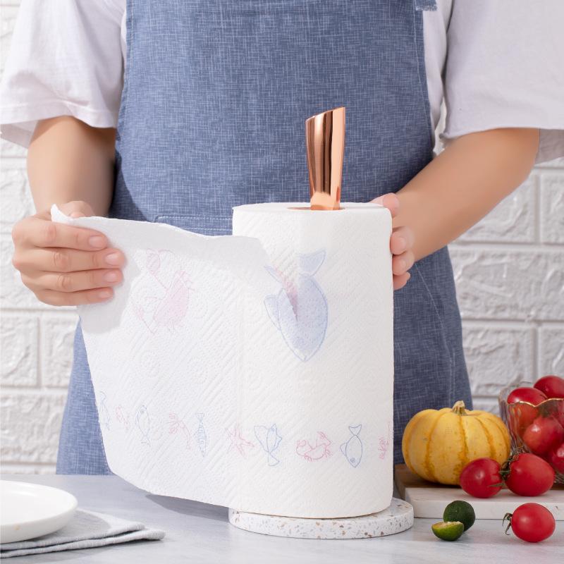 Marble Base Kitchen Paper Towel Holder Roll Paper Holder Punch Free Desktop Accessories Storage Shelf