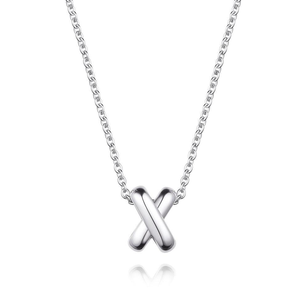 [Stonehenge]] Crossing Silver Necklace Sa24C66P