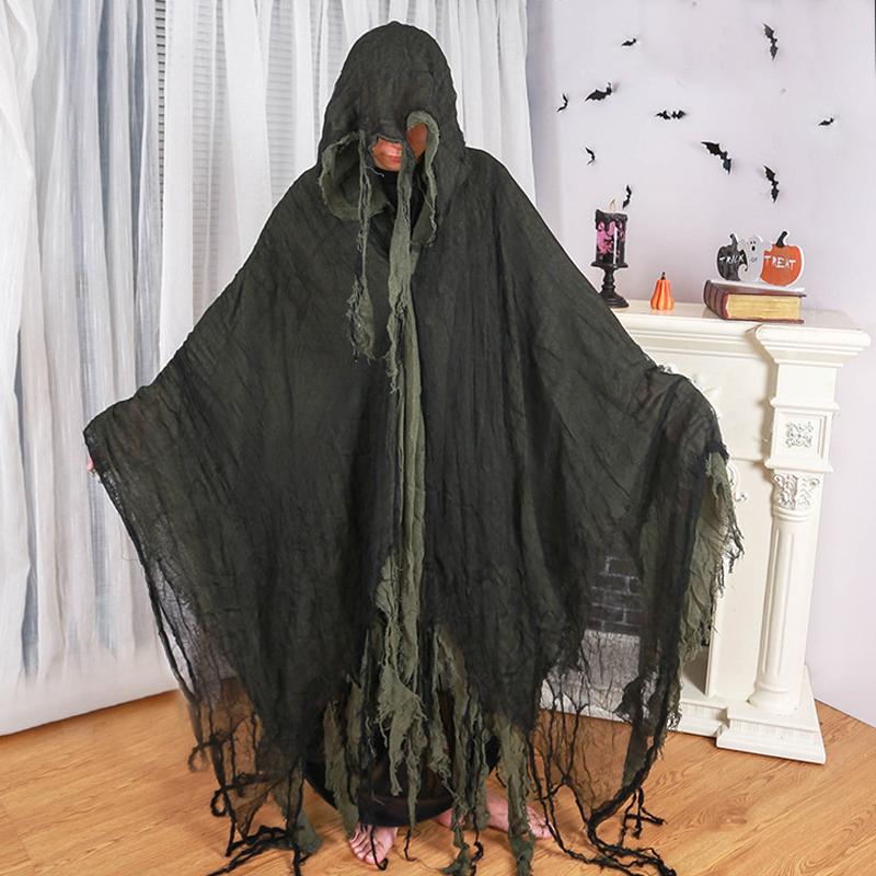 

Рождественский бархатный плащ Хэллоуин Мрачный жнец длинный плащ с капюшоном Унисекс для дьявола ведьмы волшебника Рождественский косплей красный плащ Смерти One Size зелёный