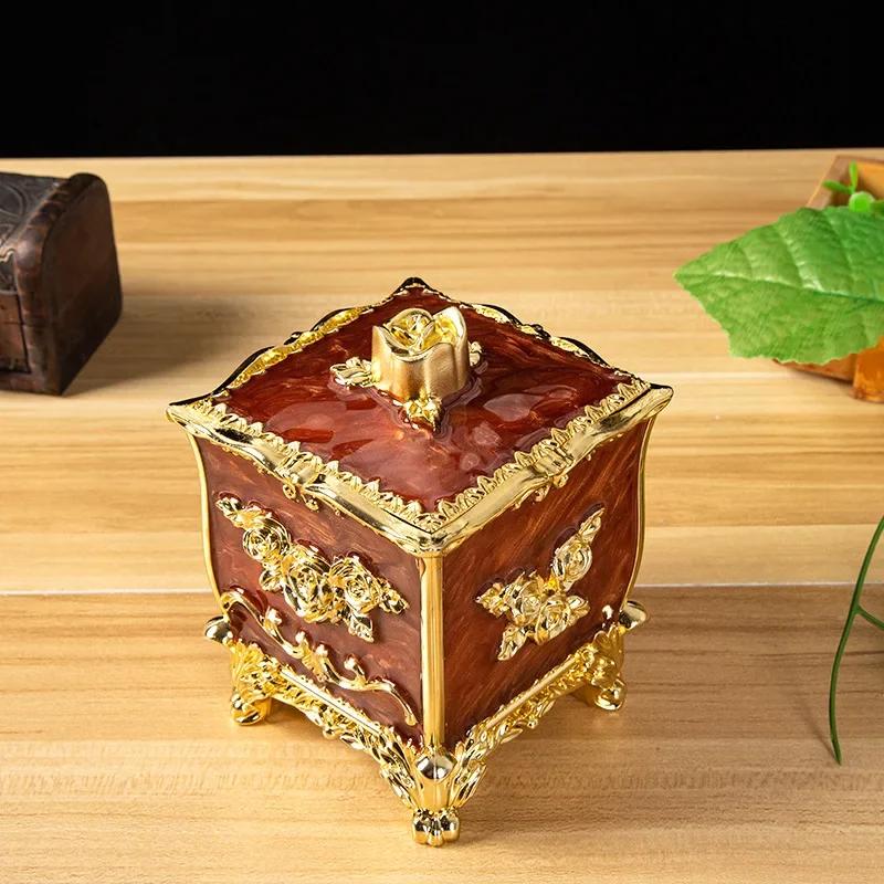 Luxury European Style Plastic Cotton Swab Toothpick Box Living Room Household Retro Cotton Swab Toothpick Sealed Storage Boxs