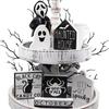 Halloween layered tray decoration, Halloween decoration hunting house black cat BOO ghost table wooden signage tray