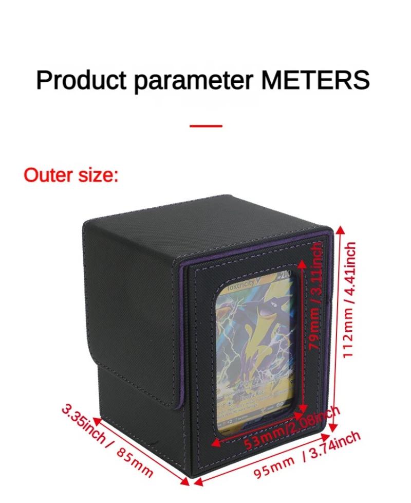 Holds 100+ Trading Card Deck Box for MTG Commander Display with 2 Dividers Game Sports Card Storage Box PU Magnet Deck Case