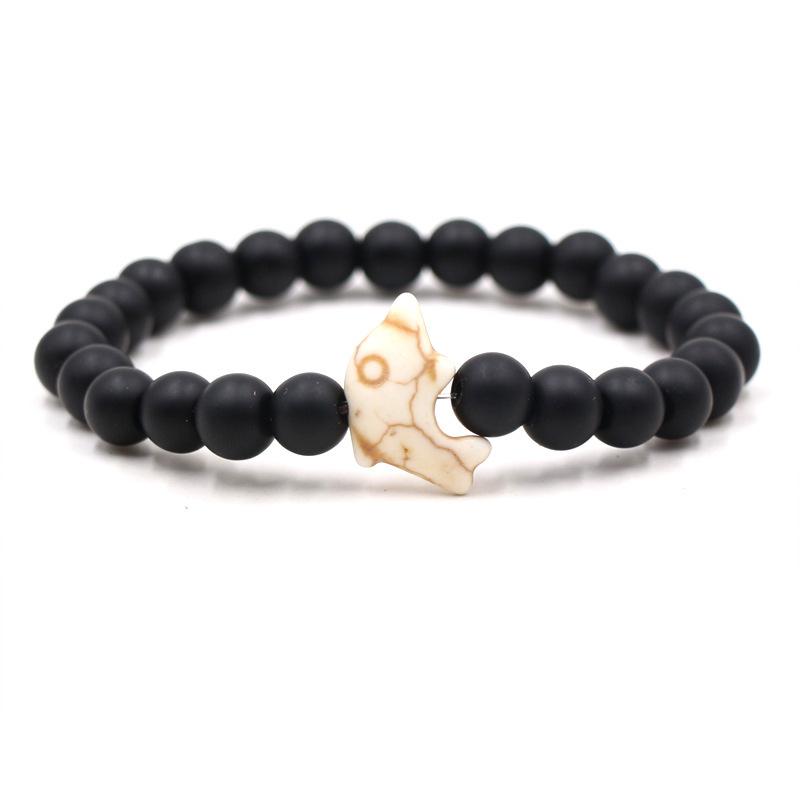 

Браслет из натурального камня, модный мужской женский эластичный браслет с дельфином для пары